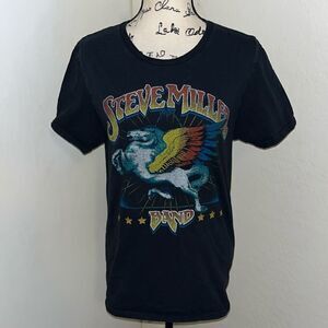 Steve Miller Band Black Distressed Pegasus Distressed Graphic Shirt Music Band
